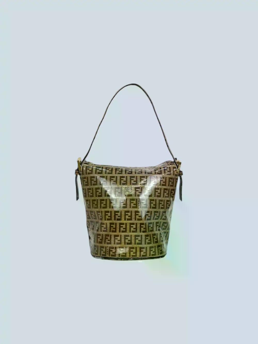 Beige Fabric Fendi Bucket Bag