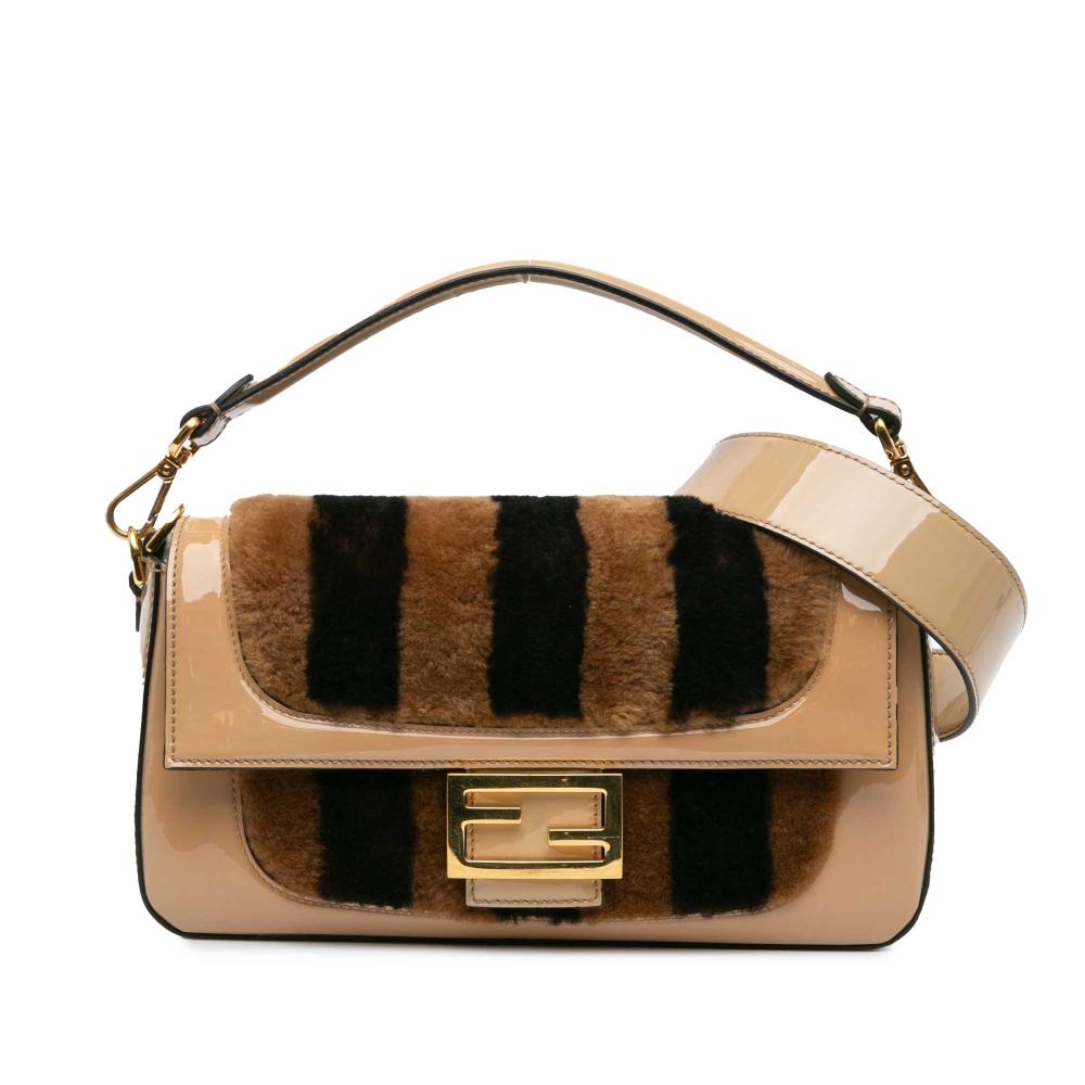 Beige Fur Fendi Baguette