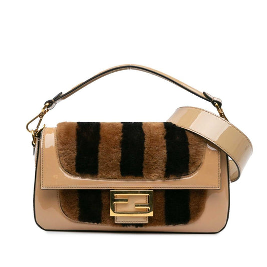 Beige Fur Fendi Baguette