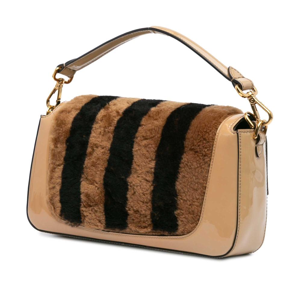 Beige Fur Fendi Baguette