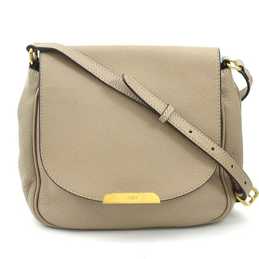 Beige Leather Fendi Shoulder Bag