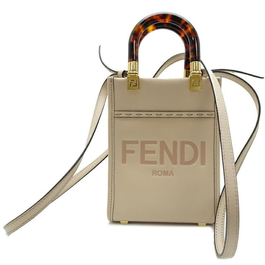 Beige Leather Fendi Shoulder Bag