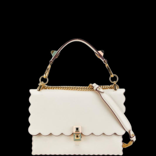 Beige Leather Fendi Shoulder Bag