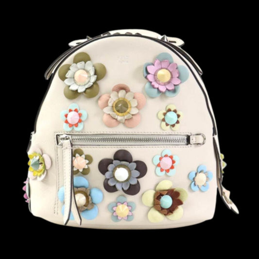 Beige Leather Fendi Backpack
