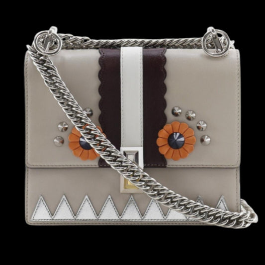 Beige Leather Fendi Shoulder Bag