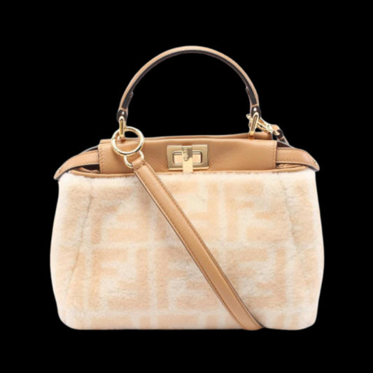 Beige Leather Fendi Peekaboo