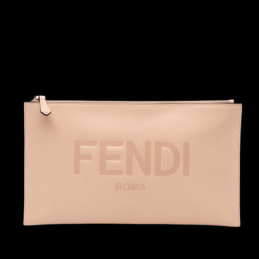 Beige Leather Fendi Clutch