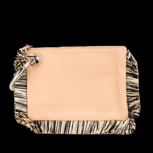 Beige Leather Fendi Clutch