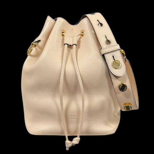 Beige Leather Fendi Bucket Bag