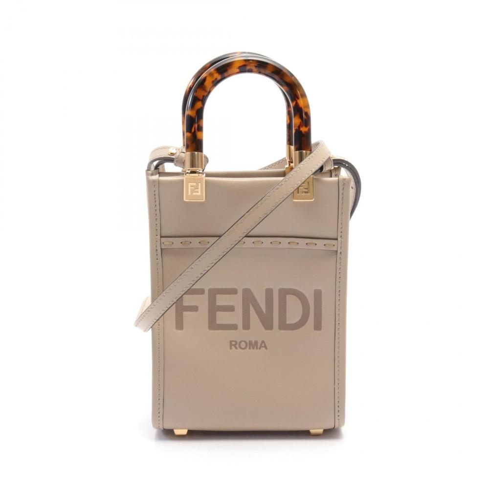 Beige Leather Fendi Handbag
