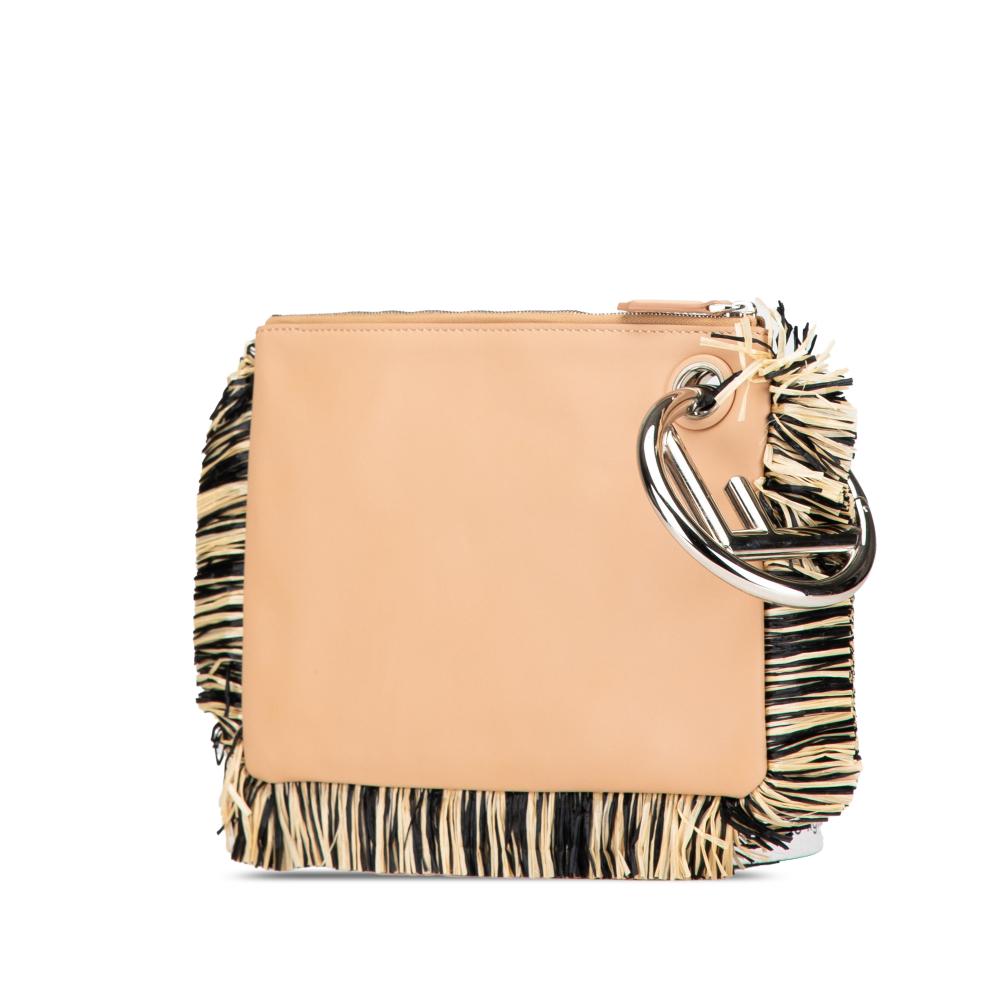 Beige Leather Fendi Clutch