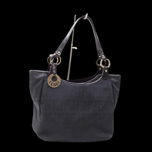 Black Canvas Fendi Shoulder Bag