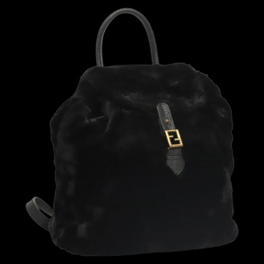Black Leather Fendi Backpack