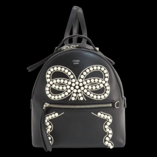 Black Leather Fendi Backpack