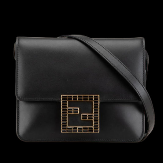 Black Leather Fendi Crossbody Bag