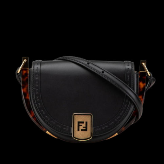 Black Leather Fendi Crossbody Bag