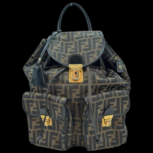 Brown Canvas Fendi Backpack