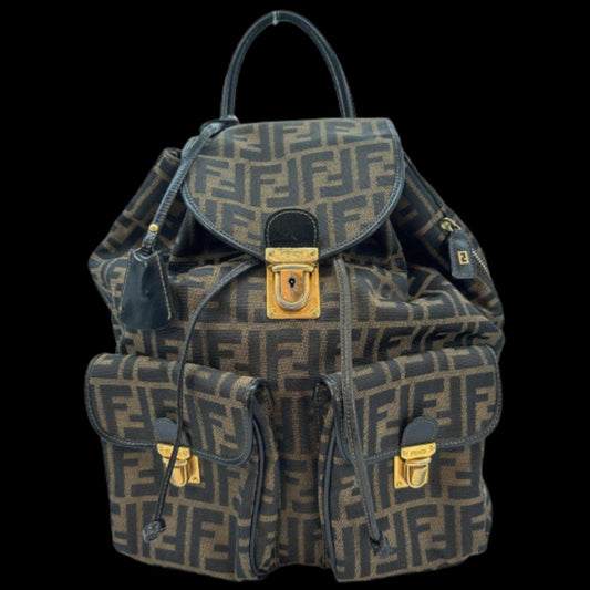 Brown Canvas Fendi Backpack
