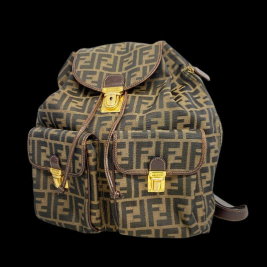 Brown Canvas Fendi Backpack