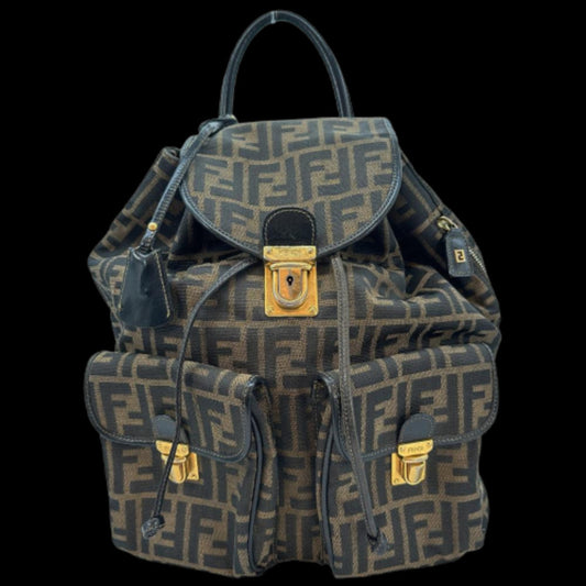Brown Canvas Fendi Backpack