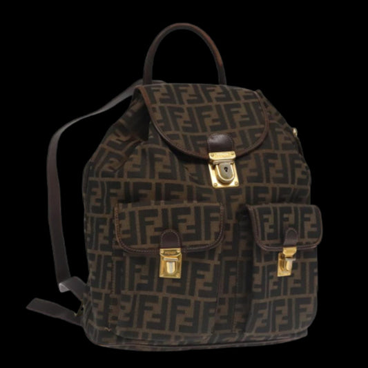 Brown Canvas Fendi Backpack
