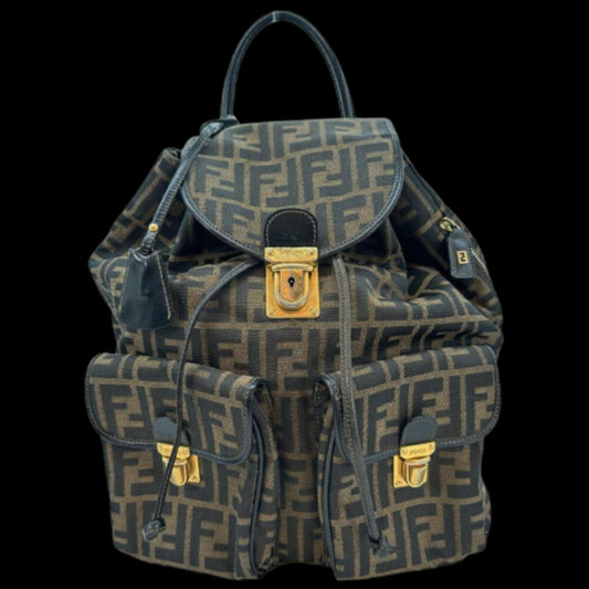 Brown Canvas Fendi Backpack