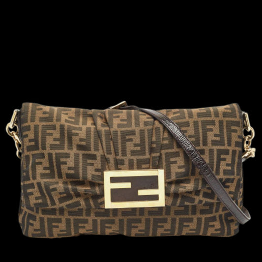 Brown Canvas Fendi Crossbody Bag