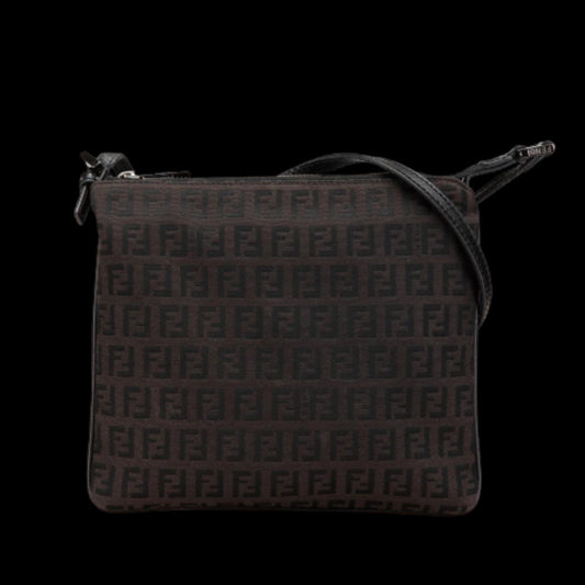 Brown Canvas Fendi Crossbody Bag