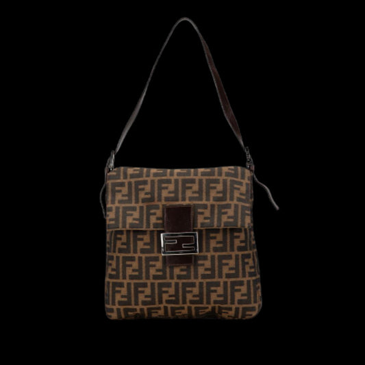 Brown Canvas Fendi Shoulder Bag