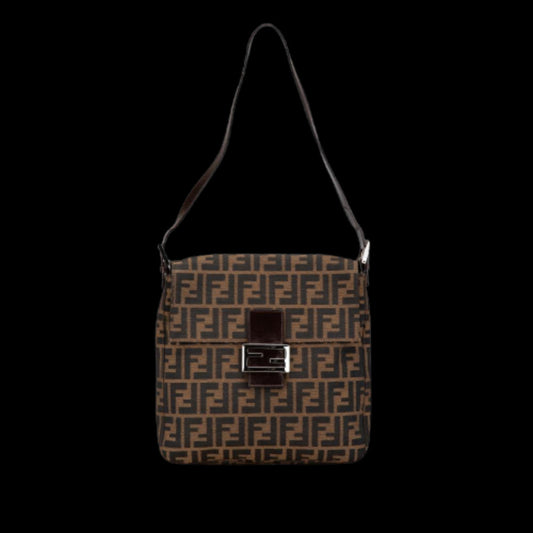 Brown Canvas Fendi Shoulder Bag
