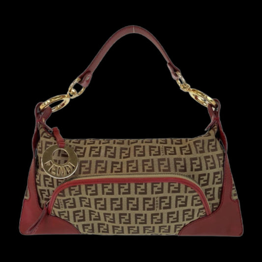 Brown Canvas Fendi Shoulder Bag