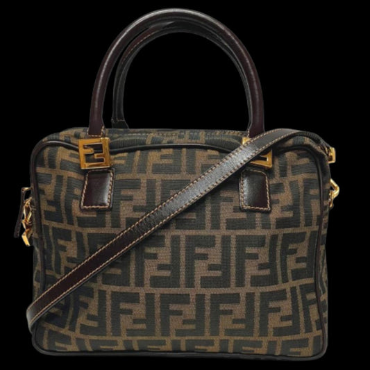 Brown Canvas Fendi Shoulder Bag