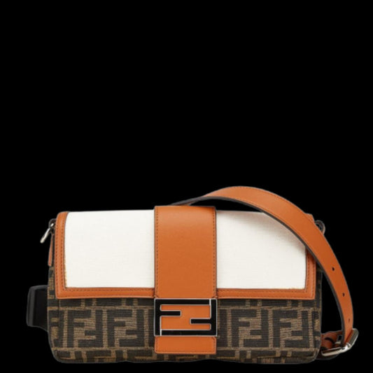 Brown Canvas Fendi Shoulder Bag