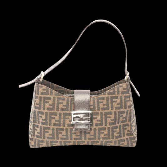 Brown Canvas Fendi Shoulder Bag