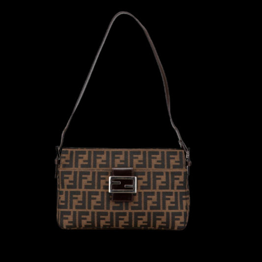 Brown Canvas Fendi Shoulder Bag