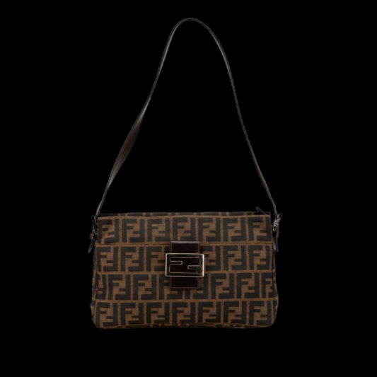 Brown Canvas Fendi Shoulder Bag