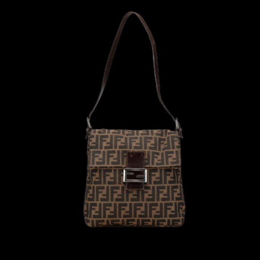 Brown Canvas Fendi Shoulder Bag