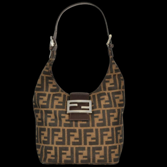 Brown Canvas Fendi Shoulder Bag