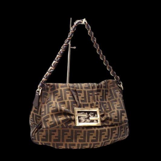 Brown Canvas Fendi Shoulder Bag