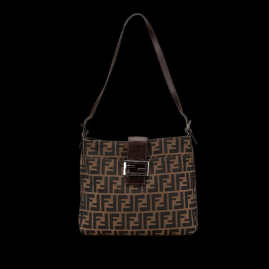 Brown Canvas Fendi Shoulder Bag