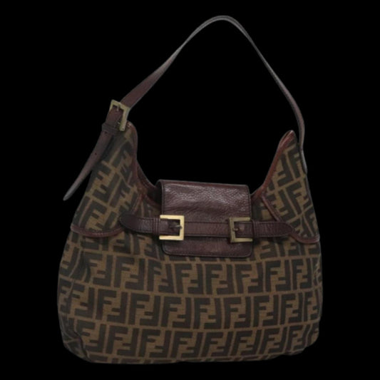Brown Canvas Fendi Shoulder Bag