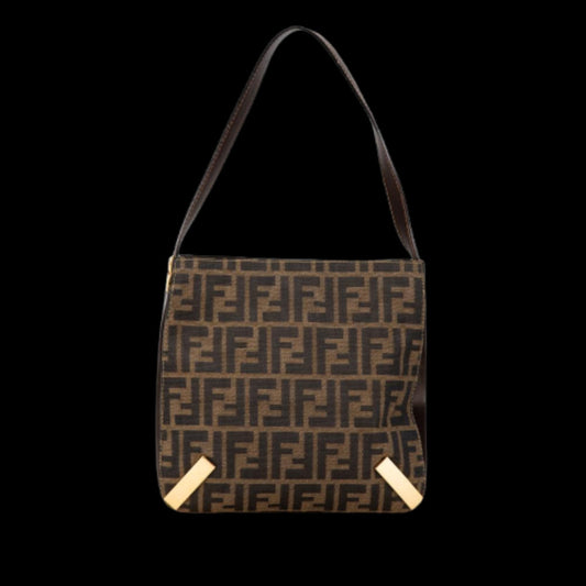 Brown Canvas Fendi Shoulder Bag