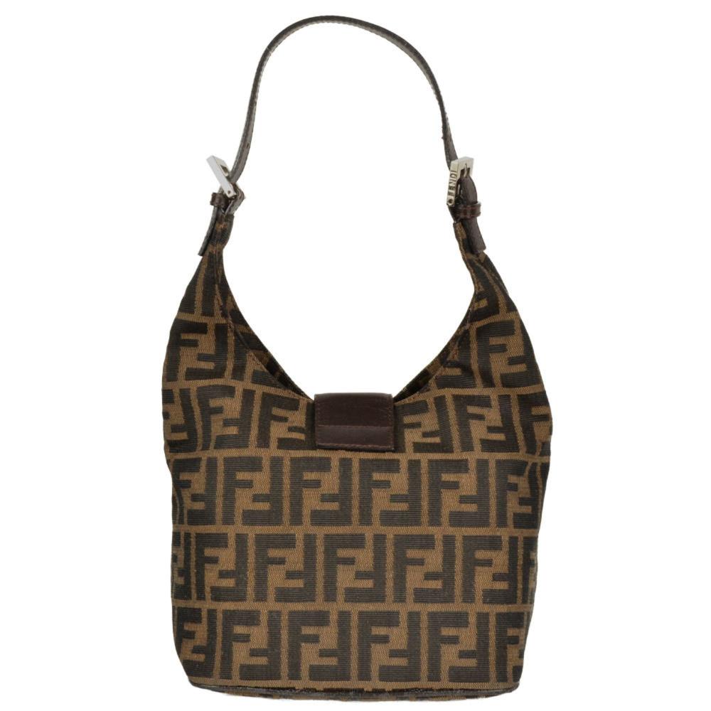 Brown Canvas Fendi Shoulder Bag