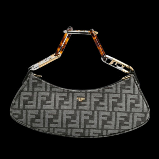 Grey Canvas Fendi Shoulder Bag
