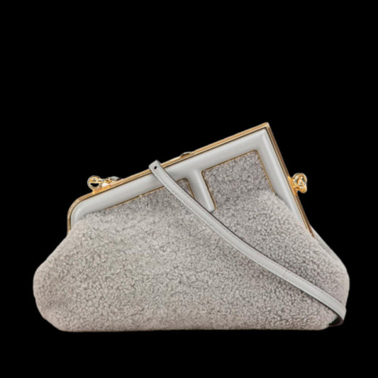 Grey Fur Fendi Crossbody Bag