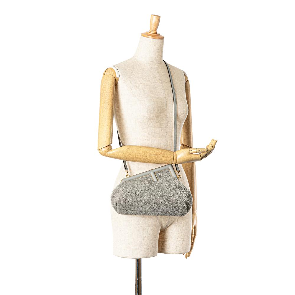 Grey Fur Fendi Crossbody Bag