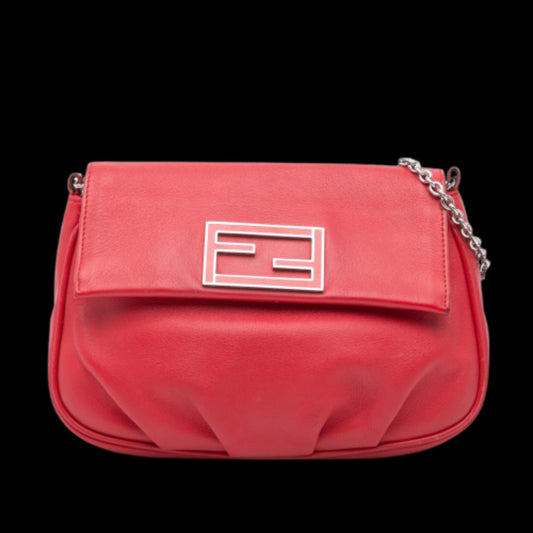 Red Leather Fendi Crossbody Bag