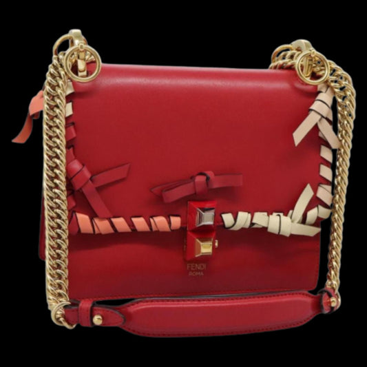 Red Leather Fendi Shoulder Bag