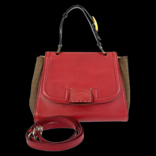 Red Leather Fendi Shoulder Bag