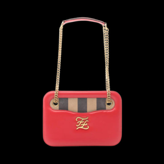 Red Leather Fendi Shoulder Bag